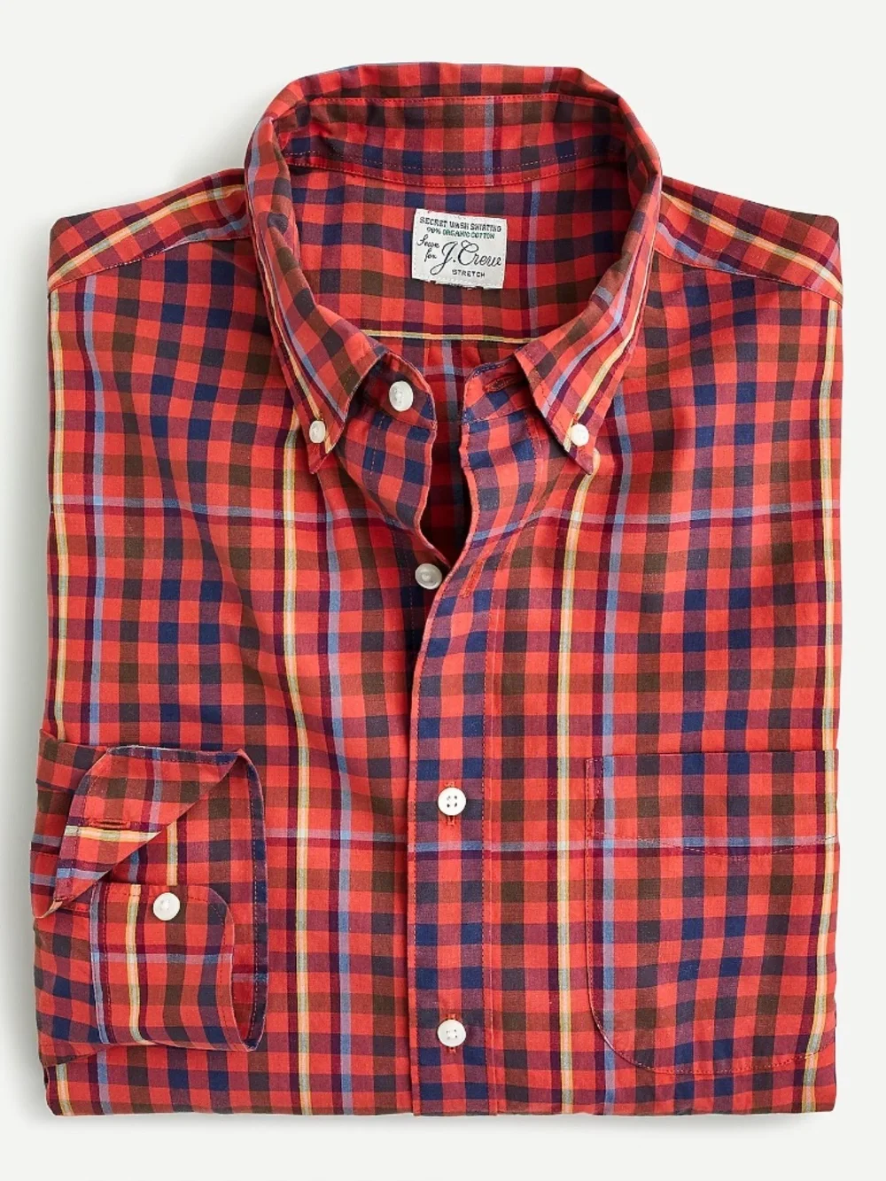 J. Crew Plaid Slim Stretch Secret Wash Cotton Poplin Button Down Oxford Shirt